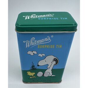 Vintage Snoopy Woodstock PEANUTS Whitman's Surprise Painted Metal Tin